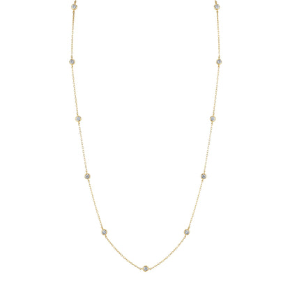 14K 1.10cttw Round VS White Diamond Station Necklace