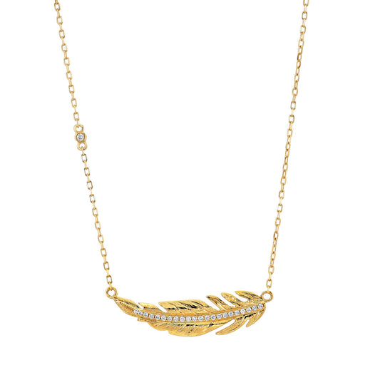 14K 0.12cttw VS White Diamond Feather Necklace