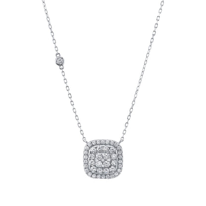 14K 1.13cttw VS White Diamond Square Cluster Necklace
