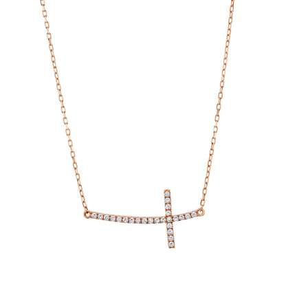 14K 0.25cttw VS White Diamond Cross Necklace
