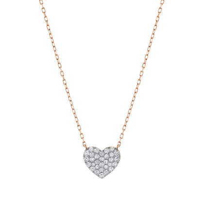 14K 0.48cttw VS White Diamond Pavé Heart Necklace