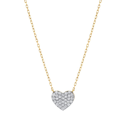 14K 0.48cttw VS White Diamond Pavé Heart Necklace