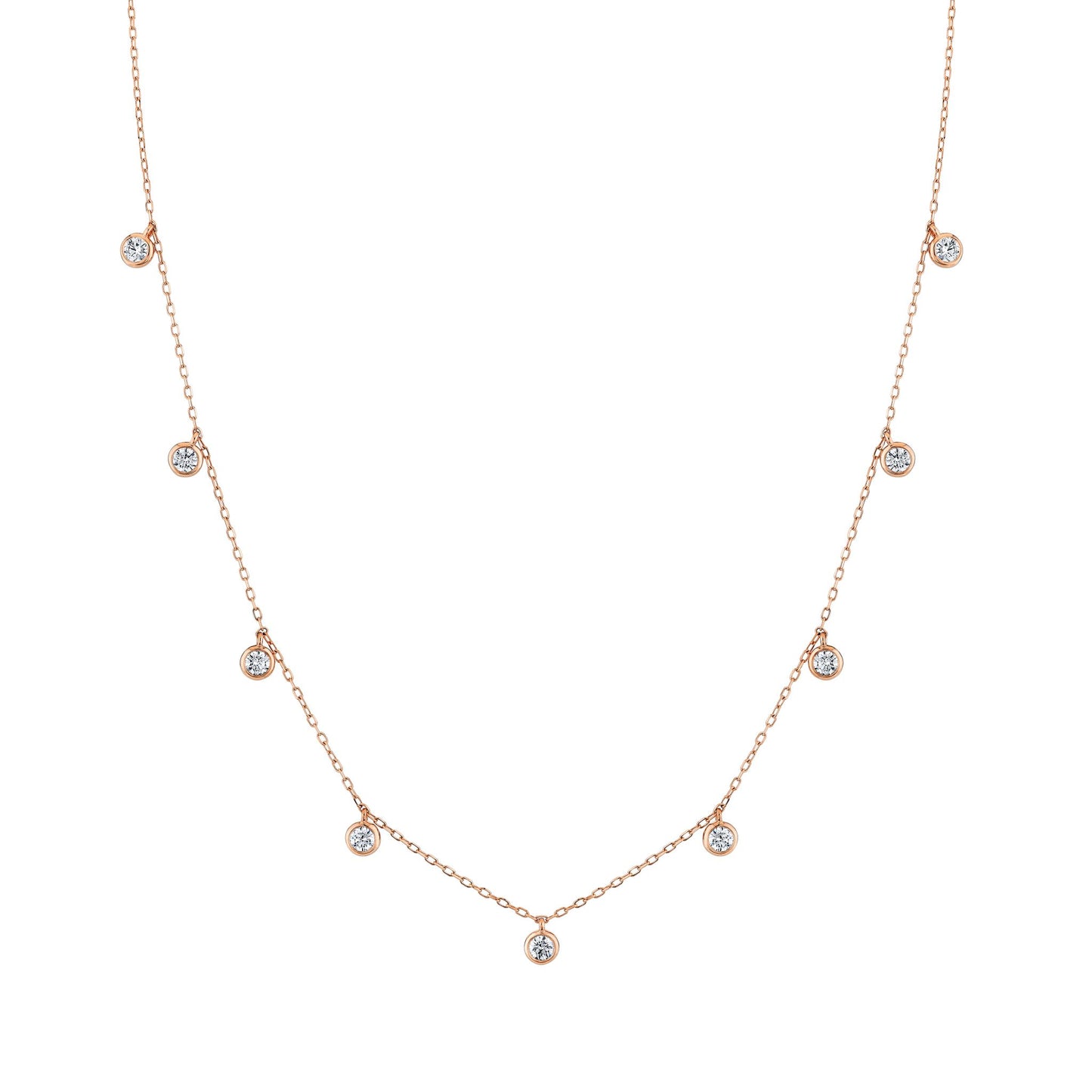 14K 1.00cttw VS White Diamond Dangling Station Necklace