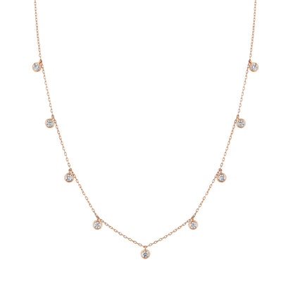 14K 1.00cttw VS White Diamond Dangling Station Necklace