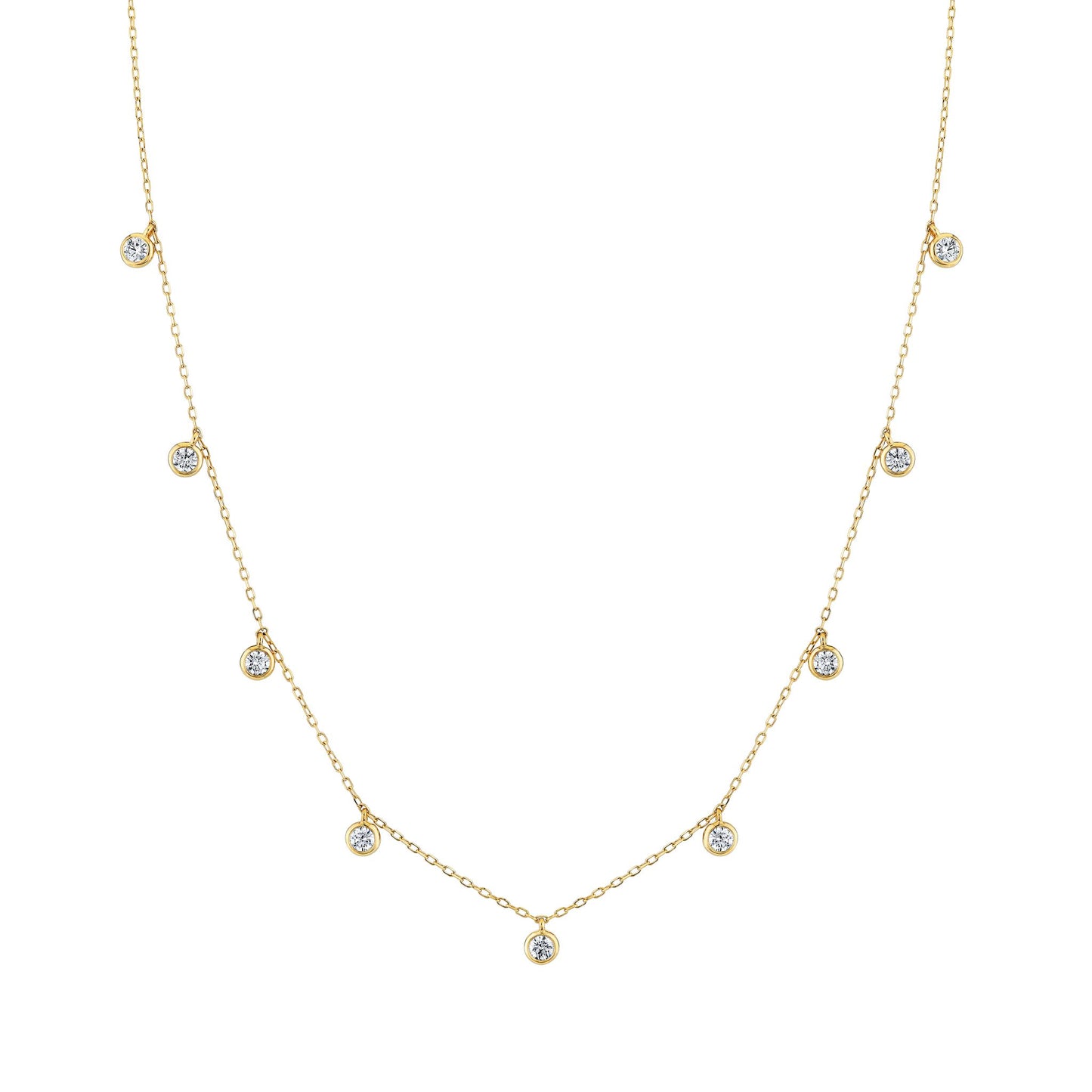 14K 1.00cttw VS White Diamond Dangling Station Necklace