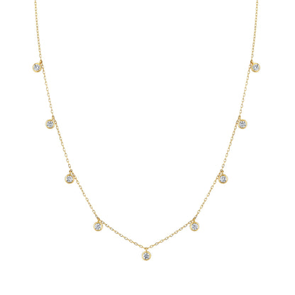 14K 1.00cttw VS White Diamond Dangling Station Necklace