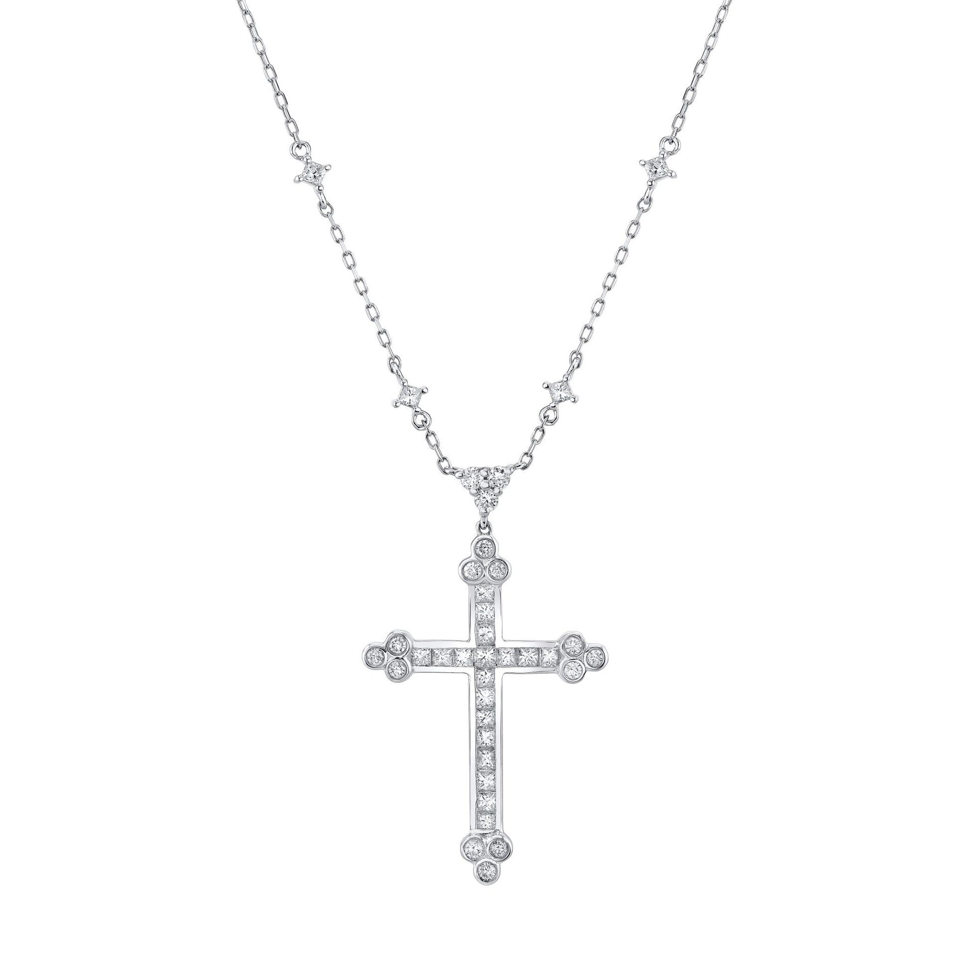 TVON 14K 1.60cttw VS Diamond Cross Necklace