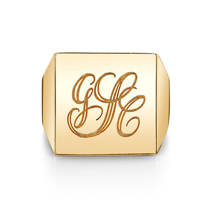 TVON 14K Three Letter Signet Ring