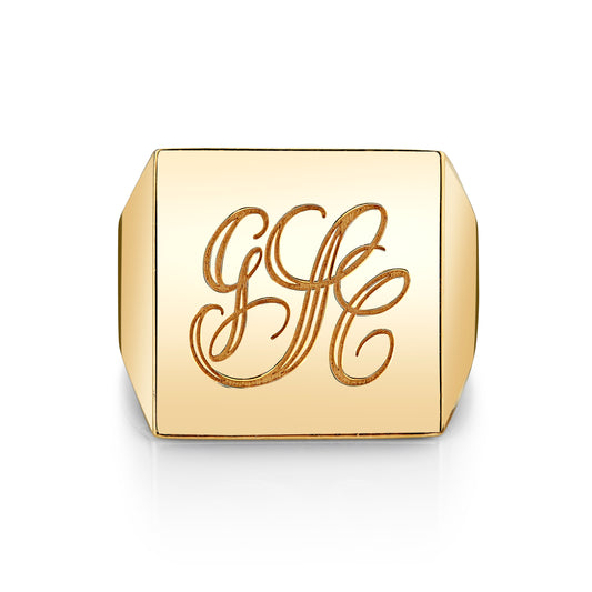 TVON 14K Three Letter Signet Ring