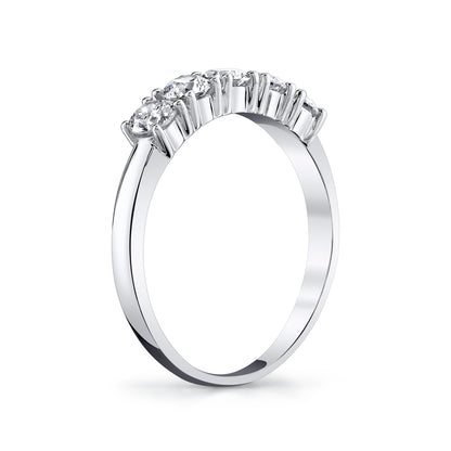Round Natural White Diamond 5 Stone Band Ring in 14K White Gold - Side Profile