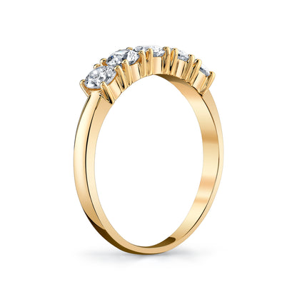 Round Natural White Diamond 5 Stone Band Ring in 14K Yellow Gold - Side Profile