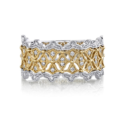 14K 0.33cttw VS White Diamond Lace Band Ring