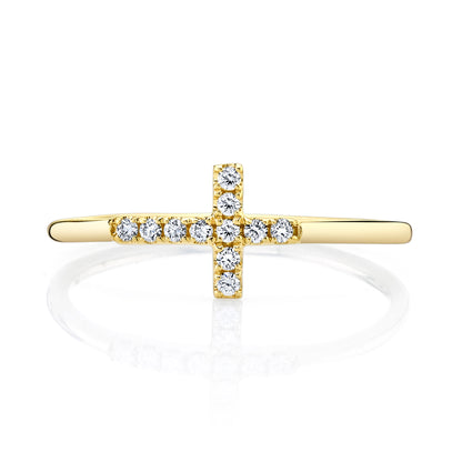 Petite Stackable VS White Diamond Cross Ring