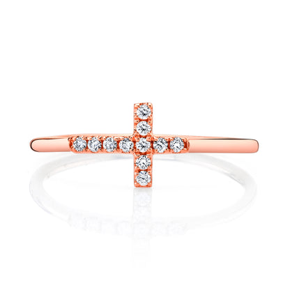Petite Stackable VS White Diamond Cross Ring