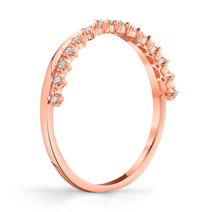 Stackable Diamond Tiara Ring in 14K Rose Gold - Side Profile