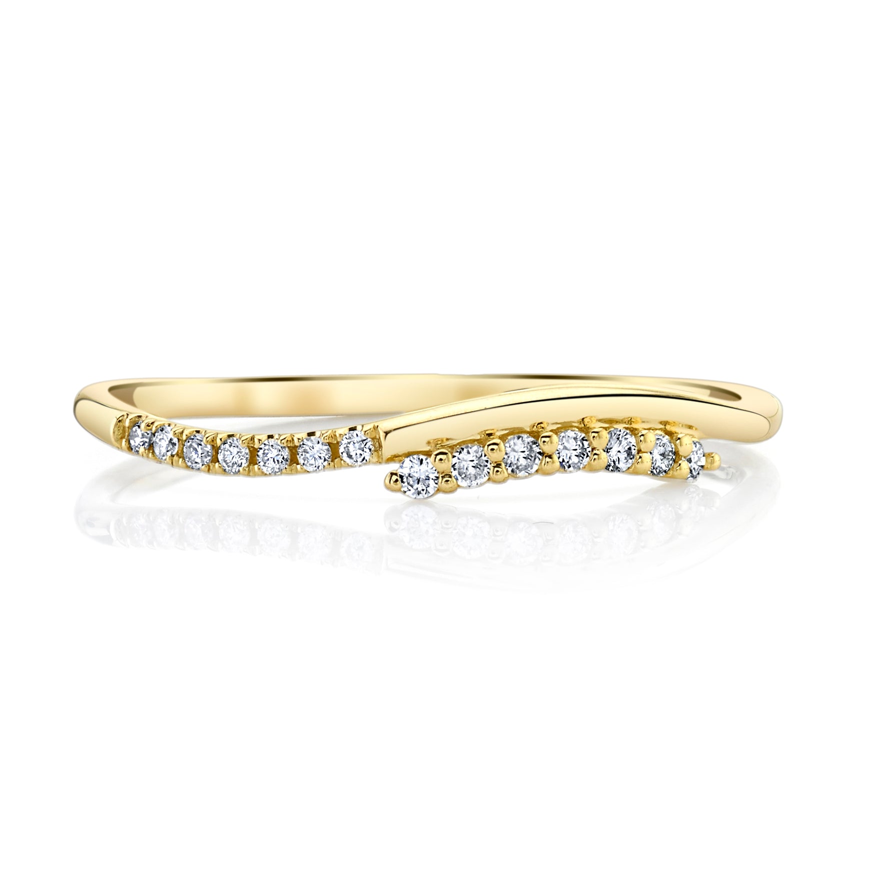 Stackable Diamond Wave Ring in 14K Yellow Gold