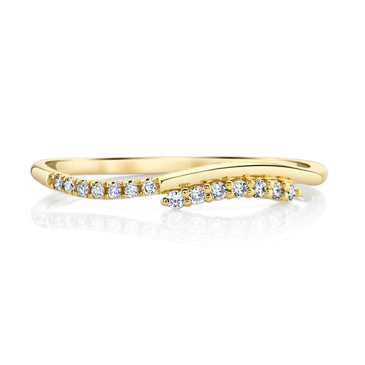 Stackable Diamond Wave Ring in 14K Yellow Gold