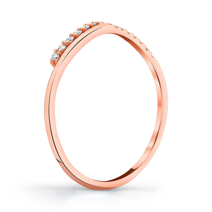 Stackable Diamond Wave Ring in 14K Rose Gold - Side Profile