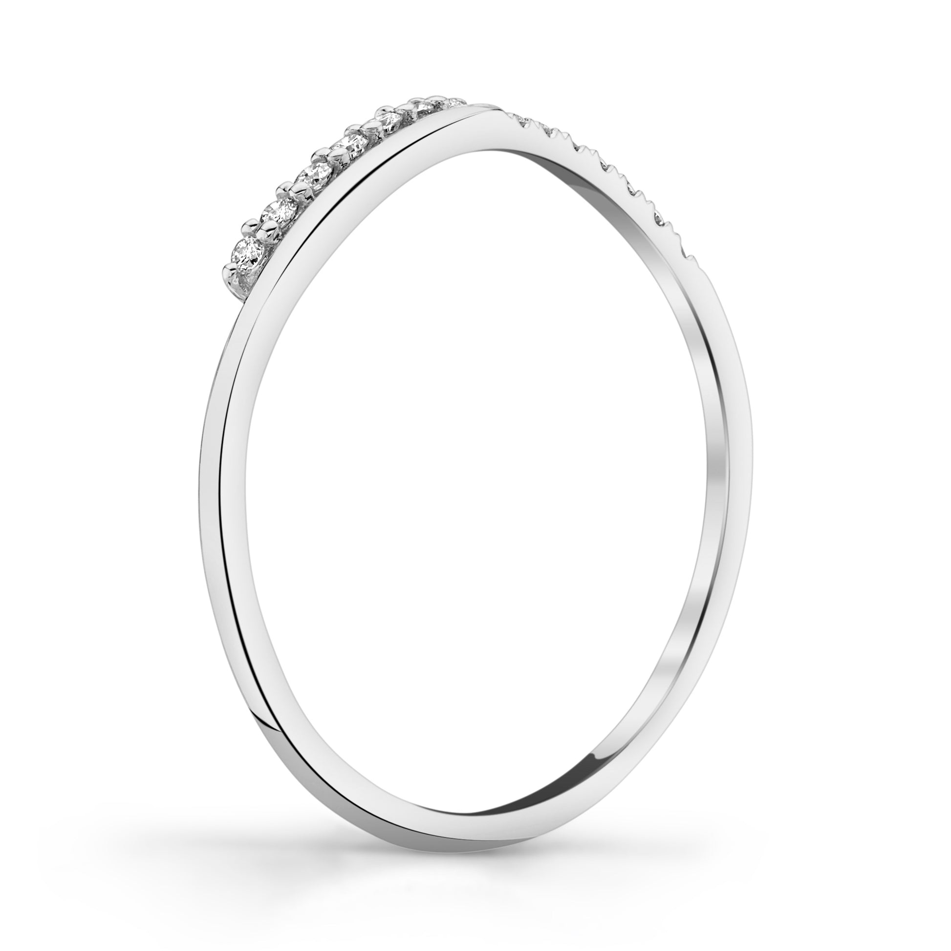 Stackable Diamond Wave Ring in 14K White Gold - Side Profile