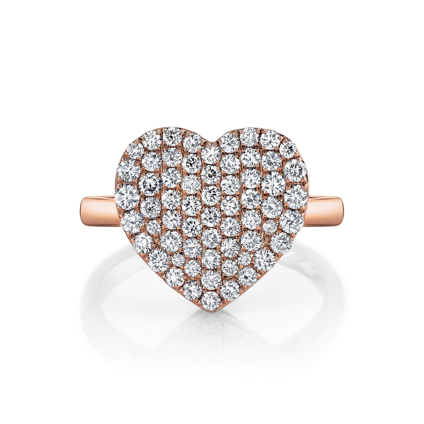 14K 1.02cttw VS White Diamond Pavé Heart Ring