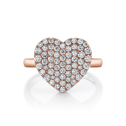 14K 1.02cttw VS White Diamond Pavé Heart Ring