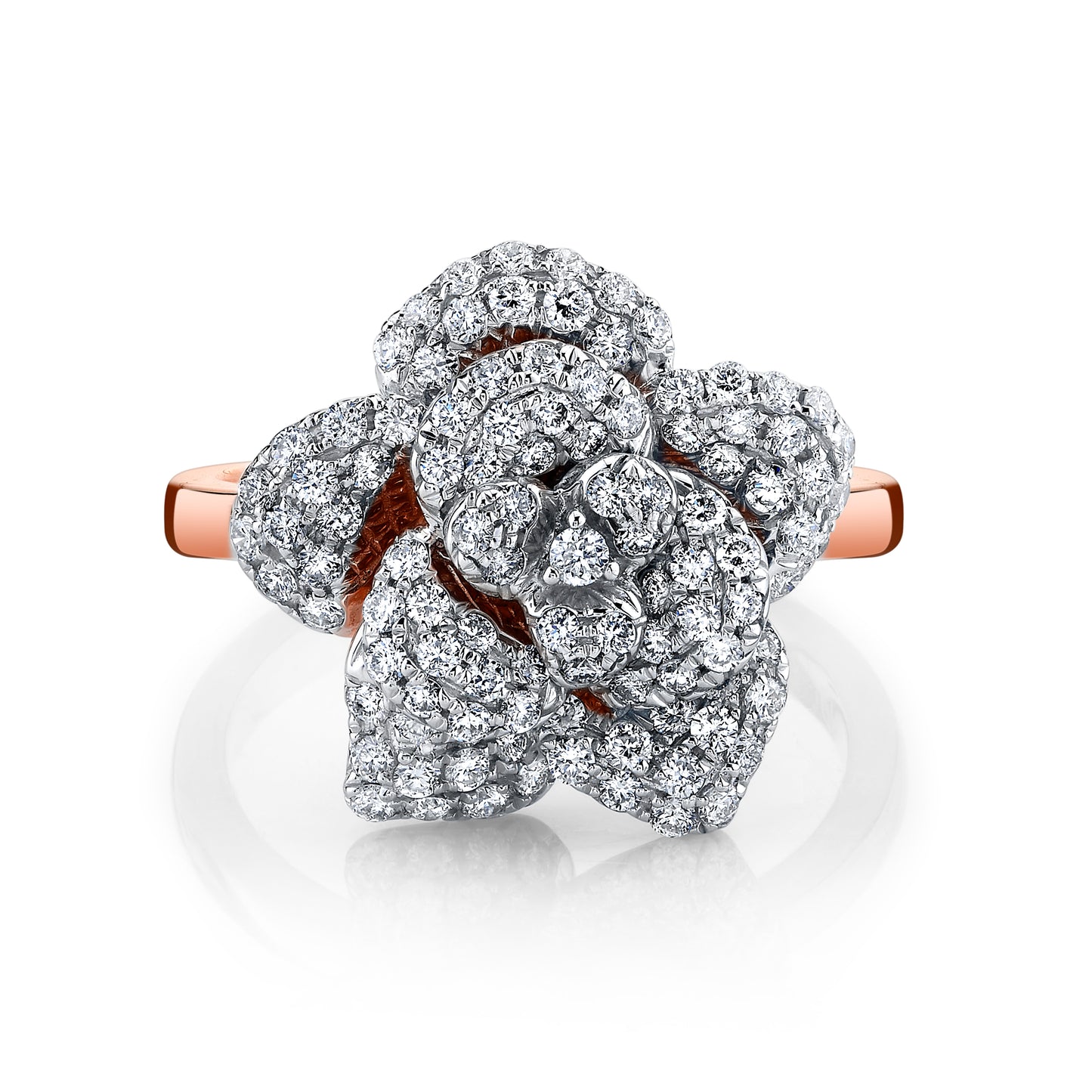 14K 1.01cttw Round VS White Diamond Rose Ring
