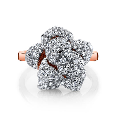 14K 1.01cttw Round VS White Diamond Rose Ring
