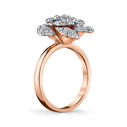 14K 1.01cttw Round VS White Diamond Rose Ring