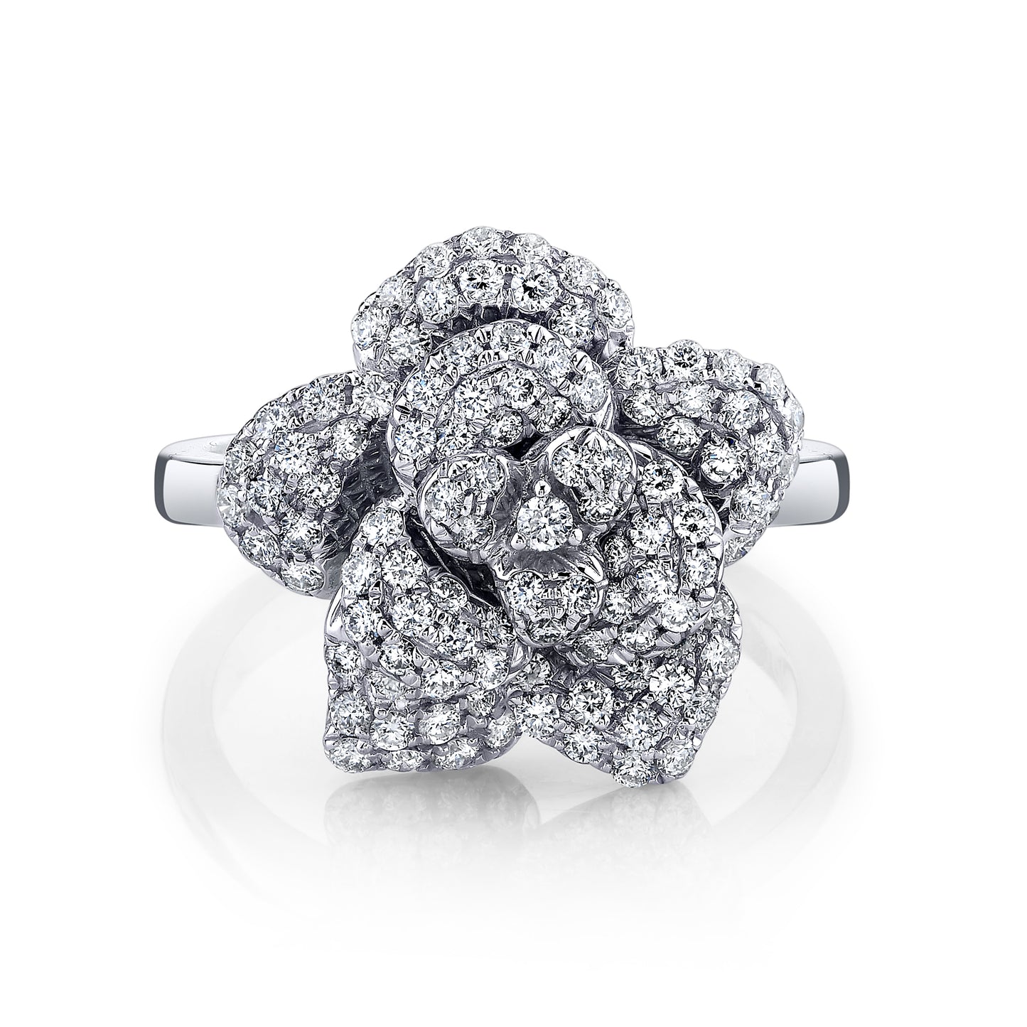 14K 1.01cttw Round VS White Diamond Rose Ring
