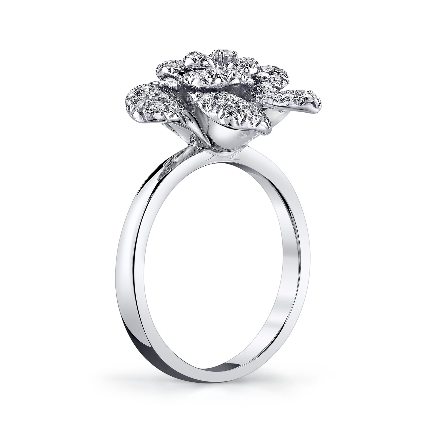 14K 1.01cttw Round VS White Diamond Rose Ring