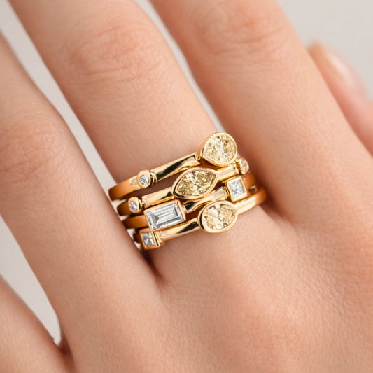 14K Stackable Bezel Set Diamond Band Ring