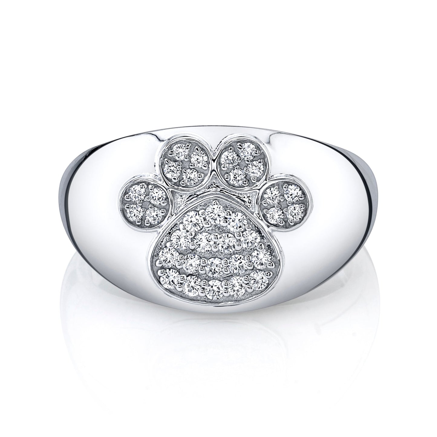 14K 0.23cttw VS White Diamond Paw Signet Ring