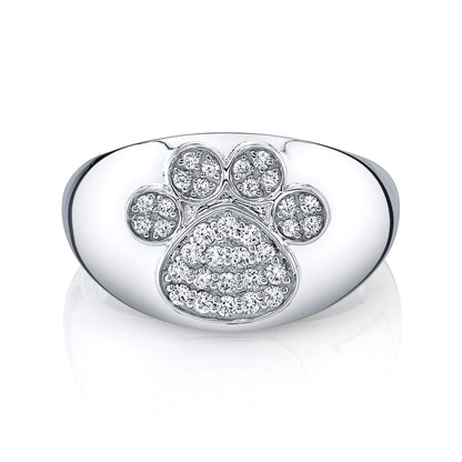 14K 0.23cttw VS White Diamond Paw Signet Ring