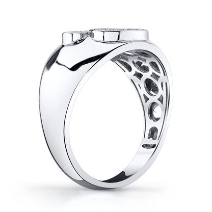 Natural Diamond Paw Print Signet Ring in 14K White Gold - Side Profile