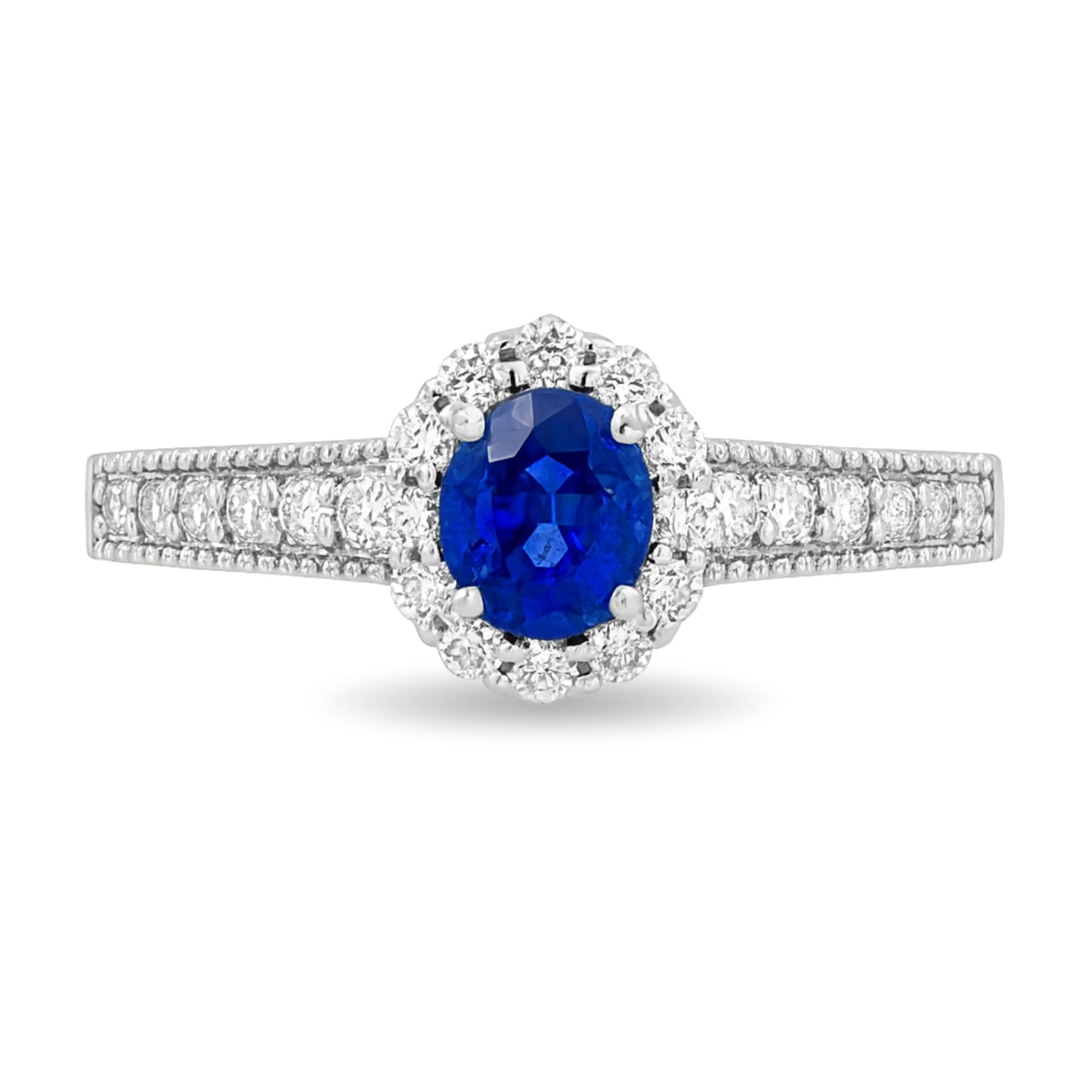 Platinum 0.27ct Oval Hauyne 0.26cttw White Diamonds Ring