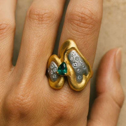 Platinum & 18K 0.65ct Pear Shape Brazilian Paraiba 0.34cttw Blue & White Diamonds Ring GIA #7476053904