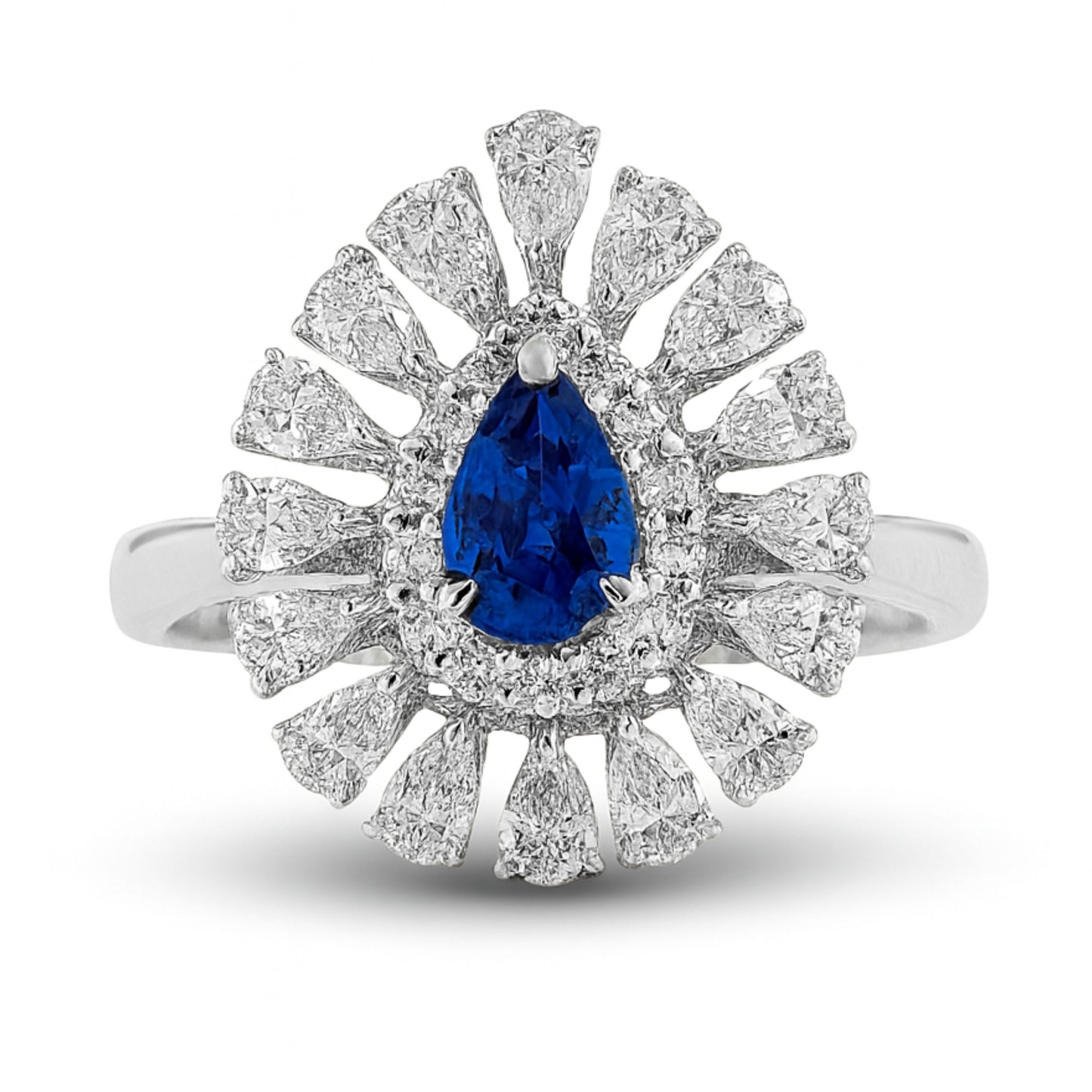 Platinum 0.43ct Pear Shape Hauyne 1.01cttw White Diamonds Ring