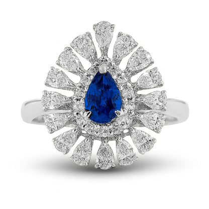 Platinum 0.43ct Pear Shape Hauyne 1.01cttw White Diamonds Ring