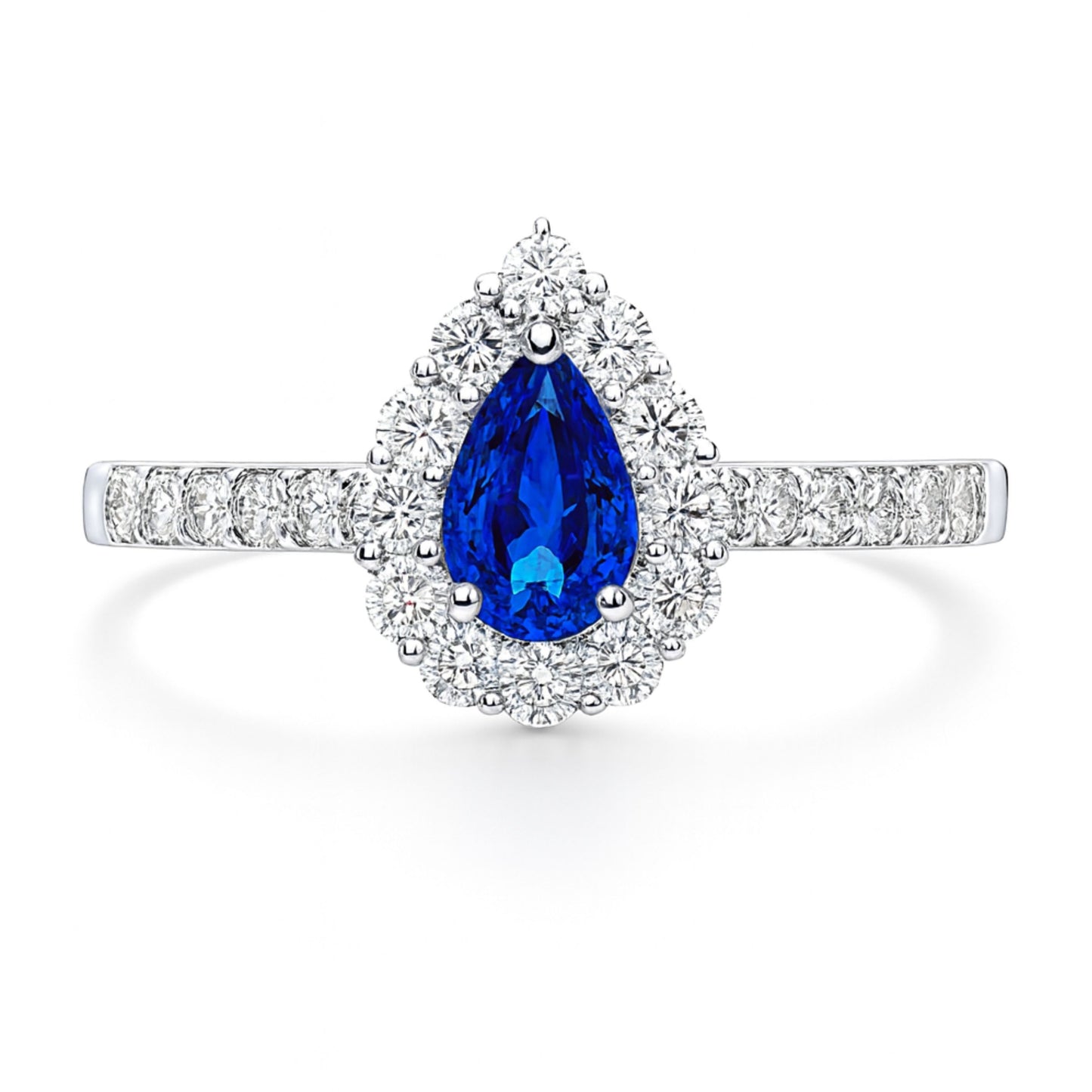 Platinum 0.16ct Pear Shape Hauyne 0.49cttw White Diamonds Ring