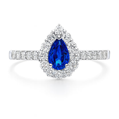 Platinum 0.16ct Pear Shape Hauyne 0.49cttw White Diamonds Ring