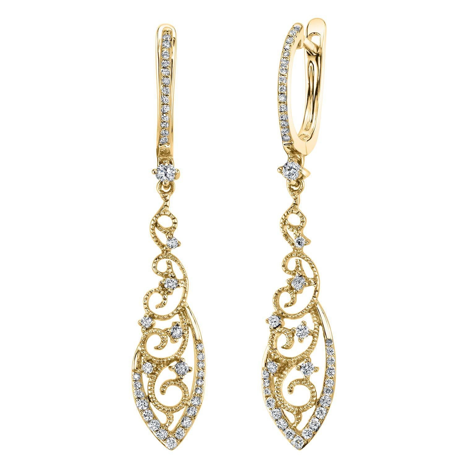 TVON 14K 0.50cttw VS Diamond Lace Drop Earrings