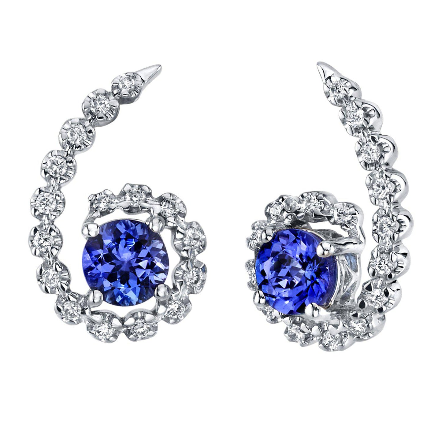 14K 1.00 Ct Tanzanite 0.22 Cttw VS Diamond Earrings - TVON.com