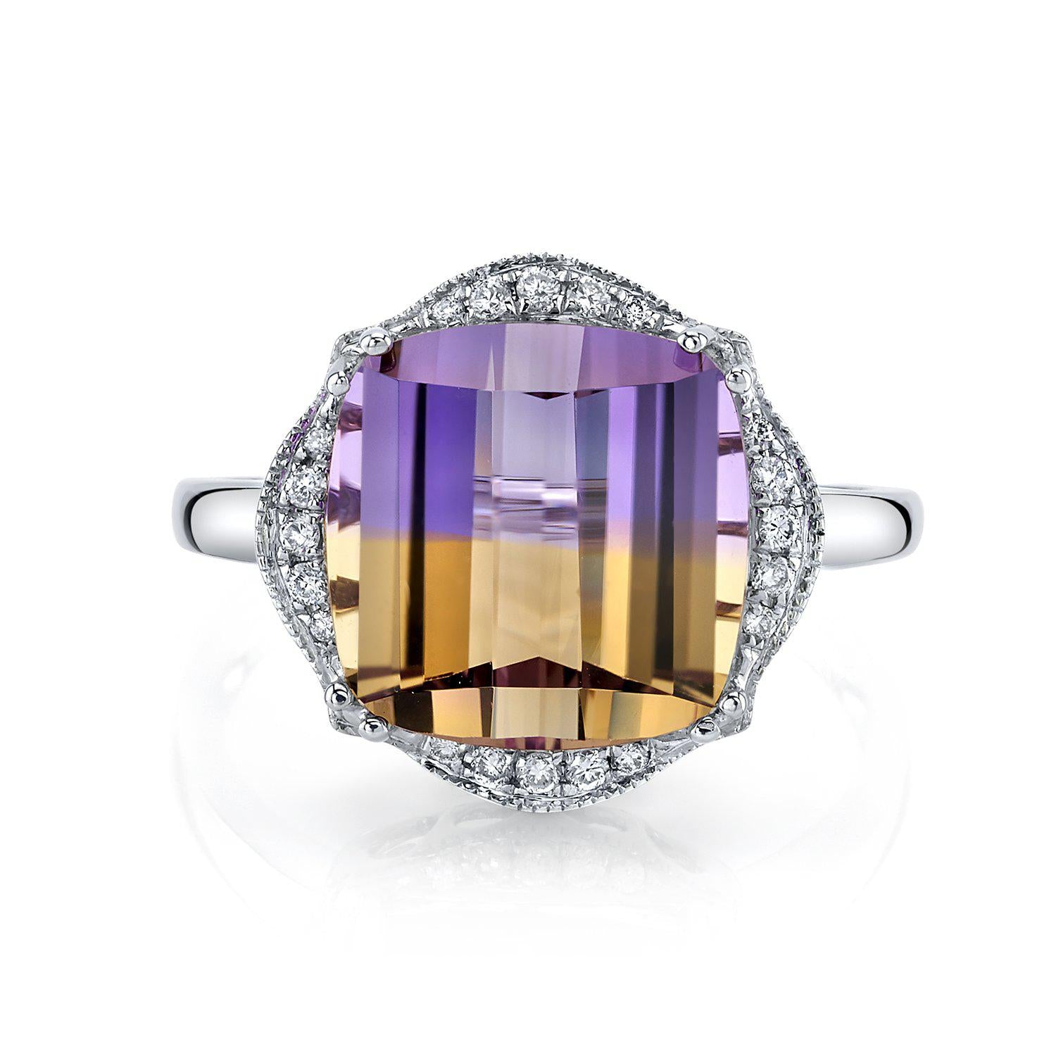 14K 5.59 Cts Ametrine 0.12 Cttw VS Diamond Ring - TVON.com