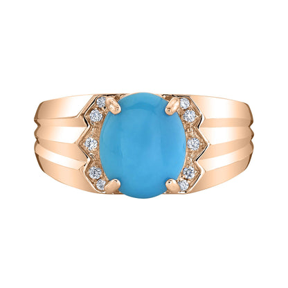14K 1.98 Cts Turquoise 0.08 Cttw VS Diamond Ring - TVON.com