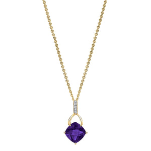 14K 1.88ct Cushion Amethyst and Diamond Necklace