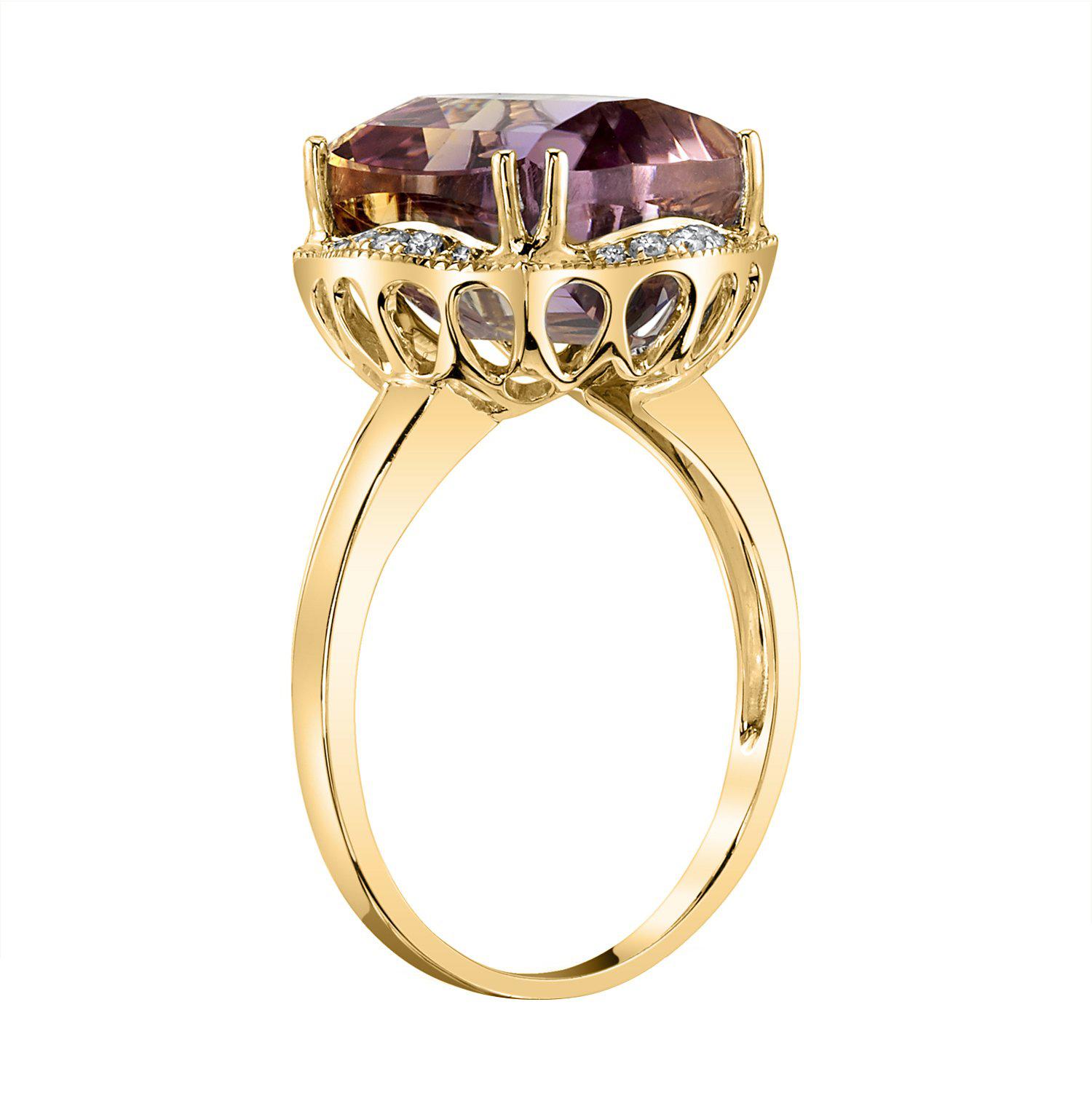 14K 5.59 Cts Ametrine 0.12 Cttw VS Diamond Ring - TVON.com