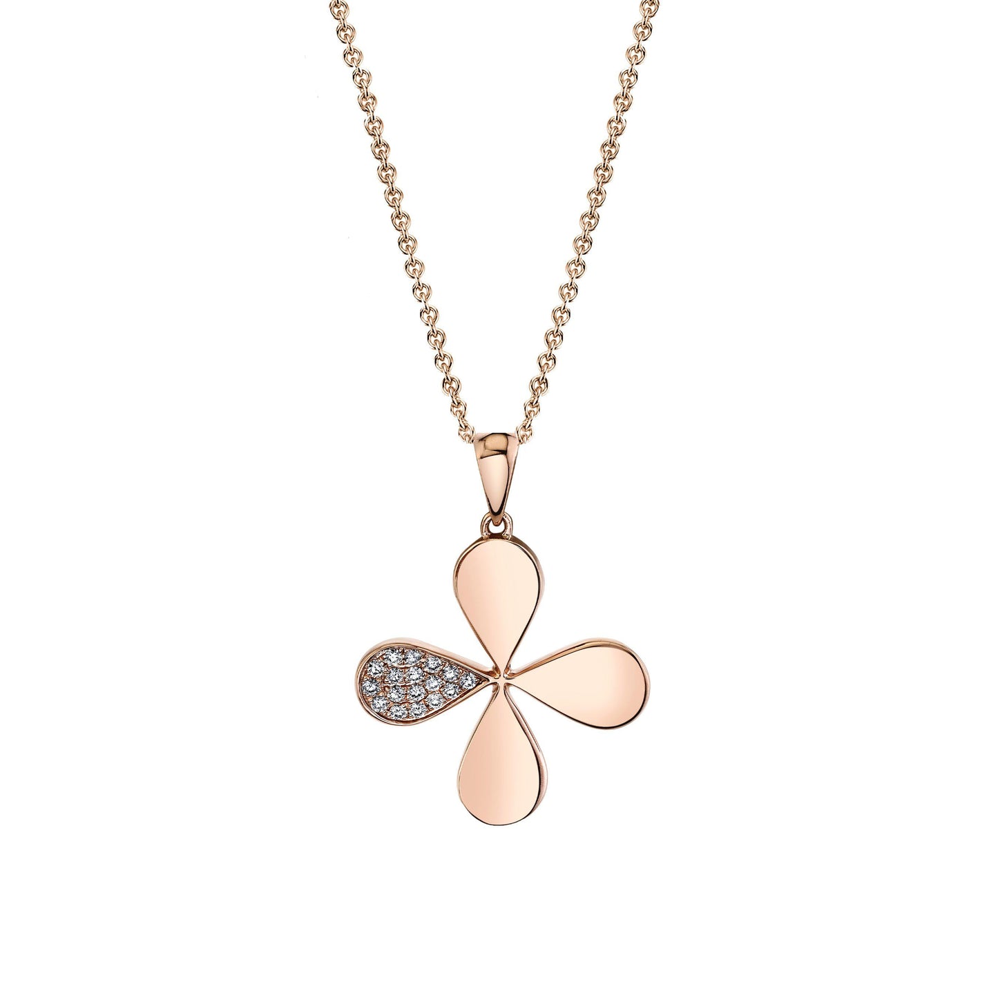 TVON 14K 0.11cttw VS Diamond Clover Pendant