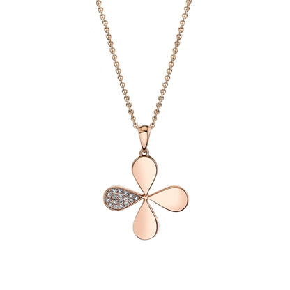 TVON 14K 0.11cttw VS Diamond Clover Pendant