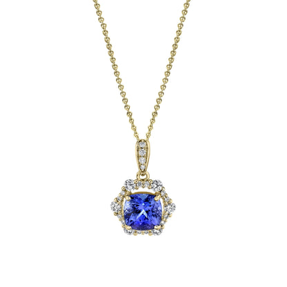 TVON 14K 1.61ct Cushion Tanzanite 0.38cttw VS Diamond Pendant