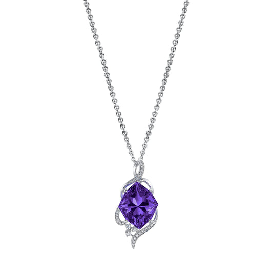 14K 13.03 Cts Swiss Blue Topaz 0.22 Cttw VS Diamond Pendant - TVON.com